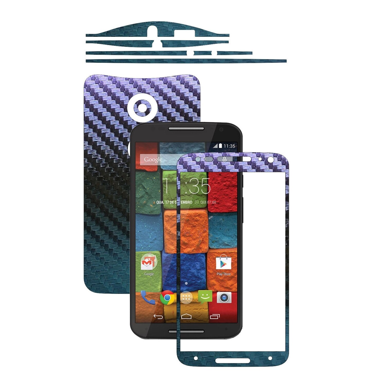 Folie de protectie Carbon Skinz, Husa de tip Skin Adeziv pentru Carcasa, Carbon Cameleon dedicata Motorola Moto X2 2014