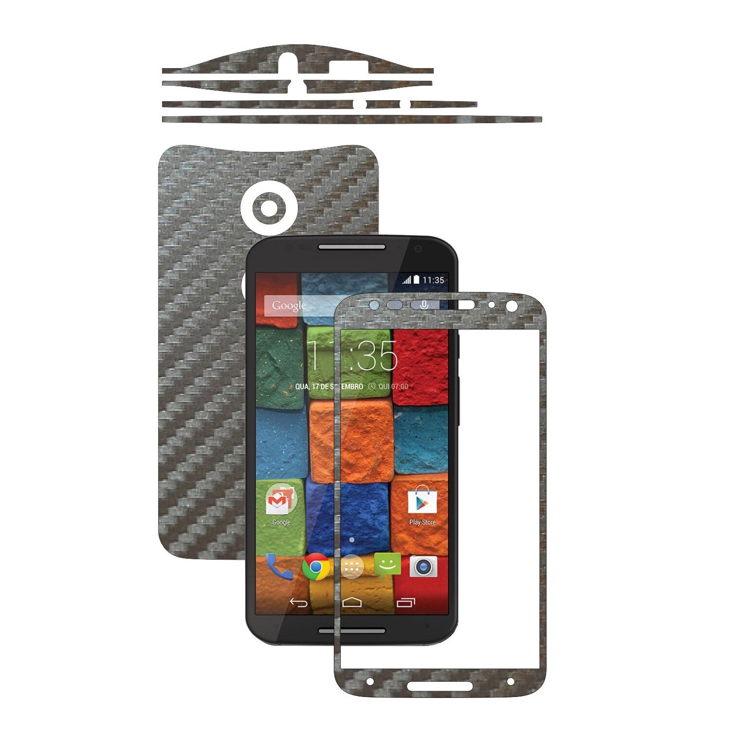 Folie de protectie Carbon Skinz, Husa de tip Skin Adeziv pentru Carcasa, Carbon Gri Argintiu dedicata Motorola Moto X2 2014