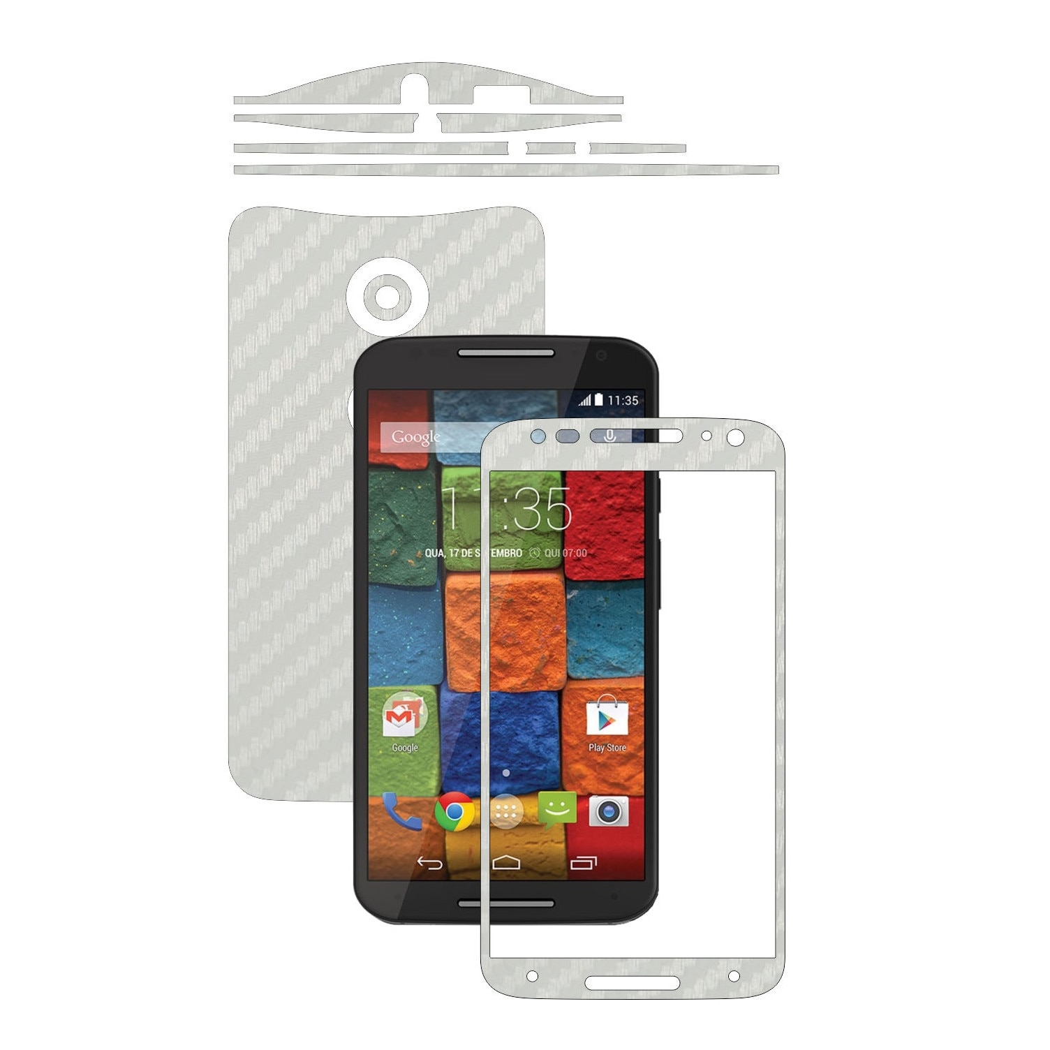 Folie de protectie Carbon Skinz, Husa de tip Skin Adeziv pentru Carcasa, Carbon Alb dedicata Motorola Moto X2 2014