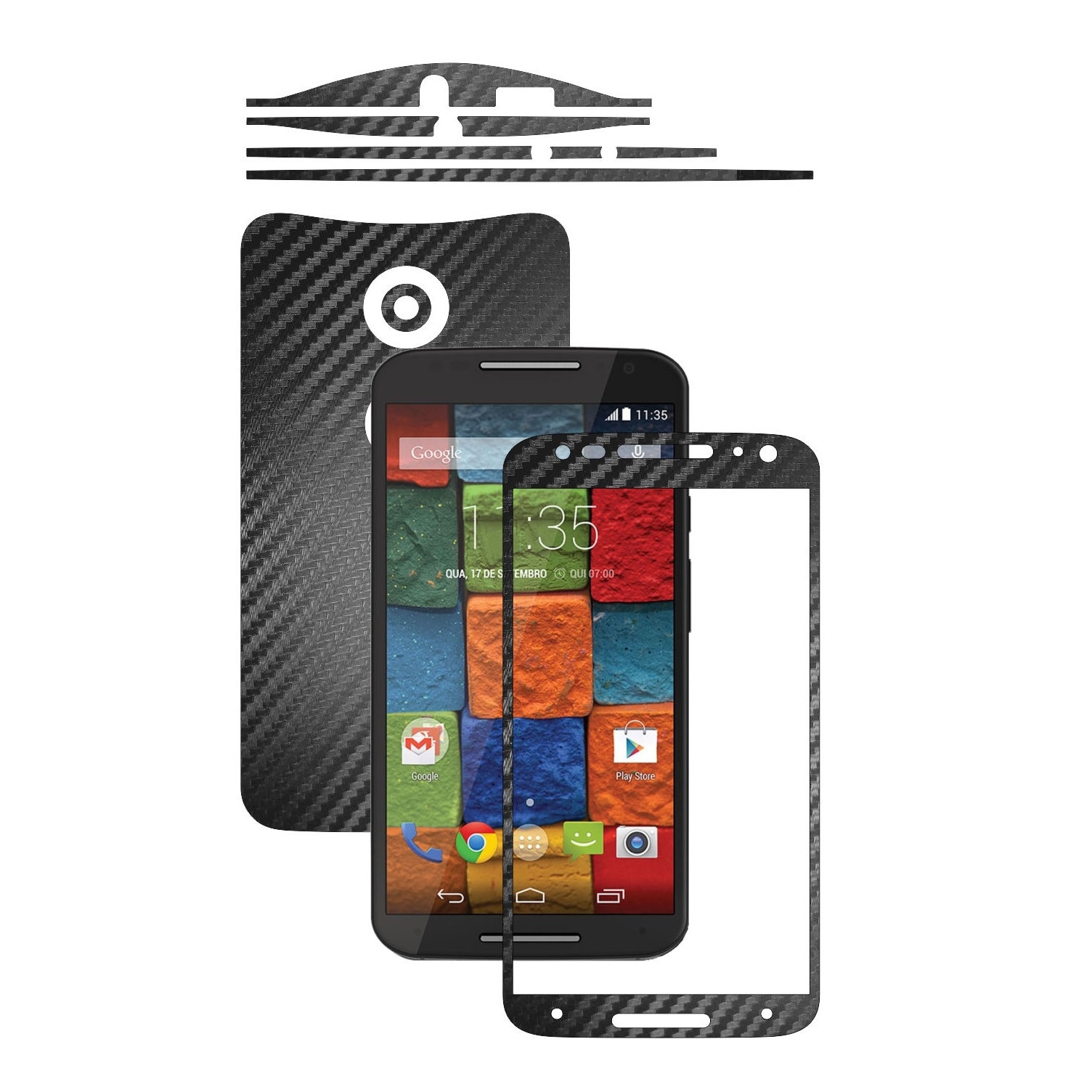 Folie de protectie Carbon Skinz, Husa de tip Skin Adeziv pentru Carcasa, Carbon Negru dedicata Motorola Moto X2 2014