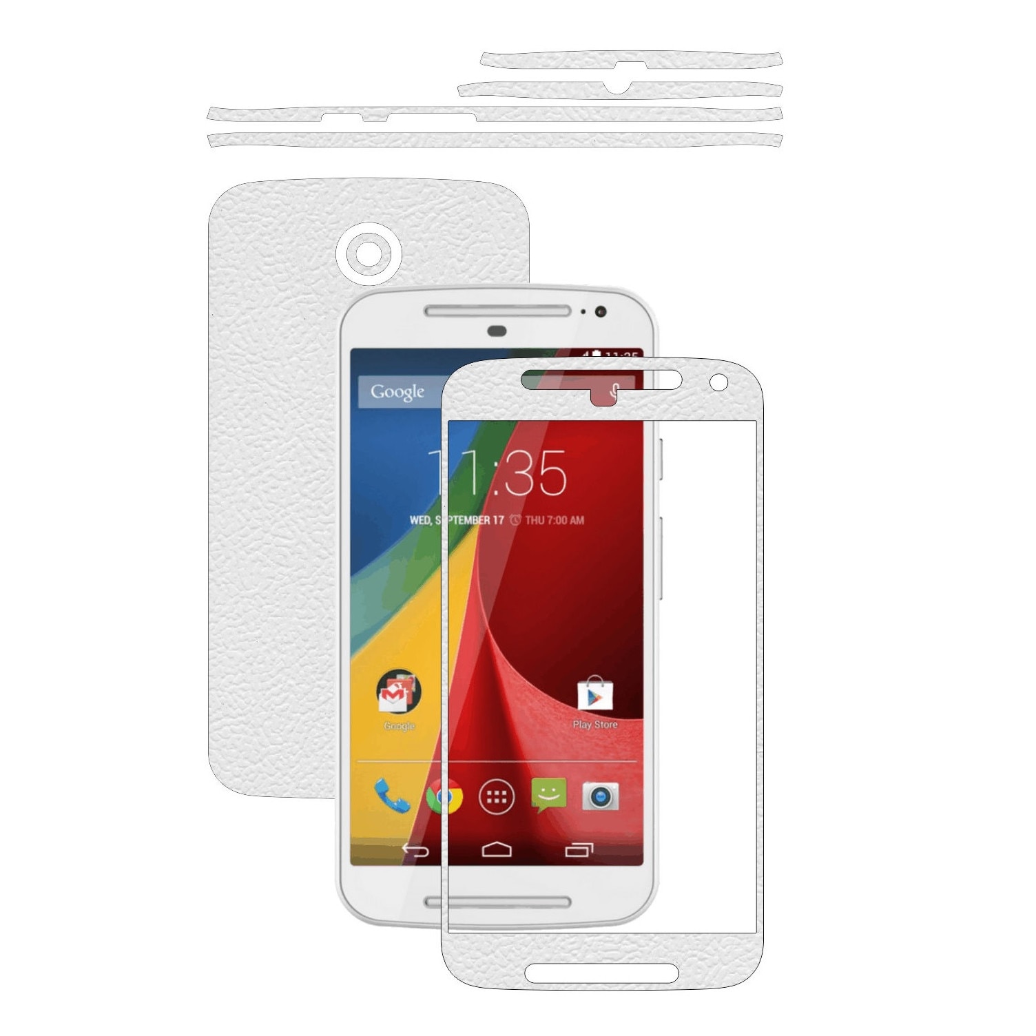 Folie de protectie Carbon Skinz, Husa de tip Skin Adeziv pentru Carcasa, Piele Alba dedicata Motorola Moto G 4G 2015