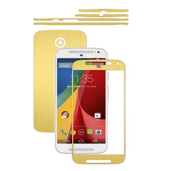 Folie de protectie Carbon Skinz, Husa de tip Skin Adeziv pentru Carcasa, Brushed Auriu dedicata Motorola Moto G 2 2014 Folie de protectie Carbon Skinz, Husa de tip Skin Adeziv pentru Carcasa, Brushed Auriu dedicata Motorola Moto G 2 2014