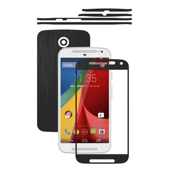 Folie de protectie Carbon Skinz, Husa de tip Skin Adeziv pentru Carcasa, Brushed Negru dedicata Motorola Moto G 2 2014 Folie de protectie Carbon Skinz, Husa de tip Skin Adeziv pentru Carcasa, Brushed Negru dedicata Motorola Moto G 2 2014