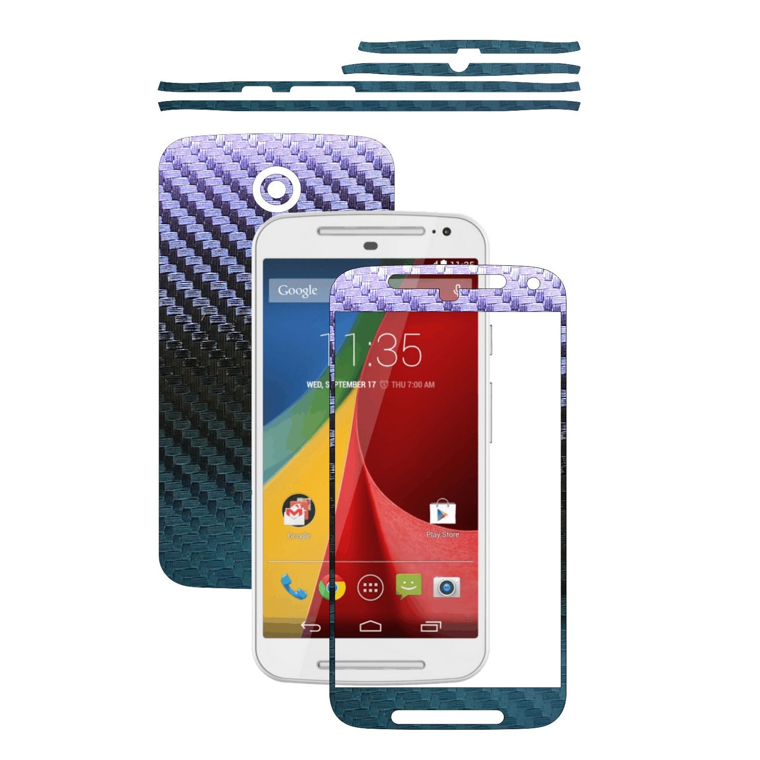 Folie de protectie Carbon Skinz, Husa de tip Skin Adeziv pentru Carcasa, Carbon Cameleon dedicata Motorola Moto G 2 2014