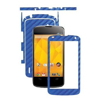 Folie de protectie Carbon Skinz, Husa de tip Skin Adeziv pentru Carcasa, Carbon Albastru dedicata LG Google Nexus 4 Folie de protectie Carbon Skinz, Husa de tip Skin Adeziv pentru Carcasa, Carbon Albastru dedicata LG Google Nexus 4