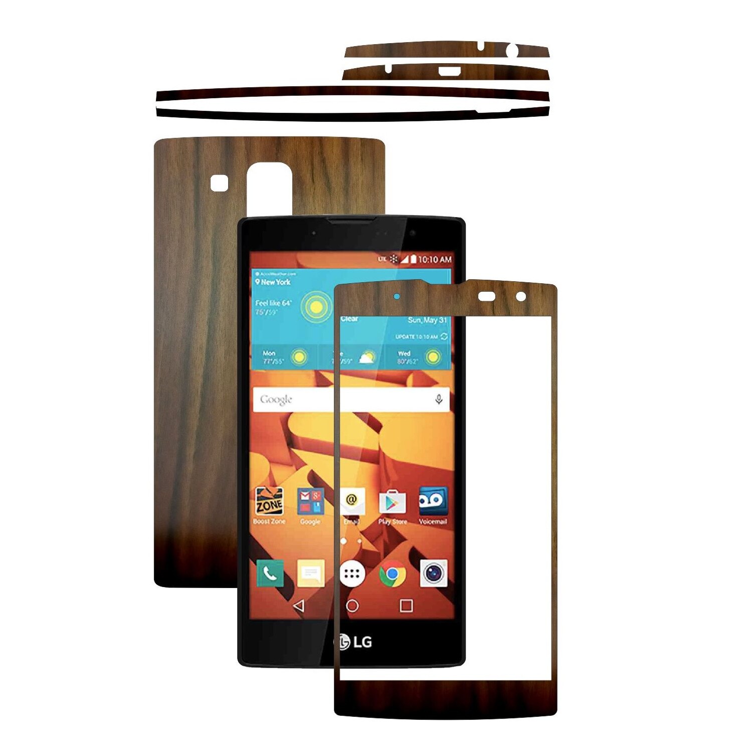 Folie de protectie Carbon Skinz, Husa de tip Skin Adeziv pentru Carcasa, Lemn Nuc Inchis dedicata LG G4c, LG G4 Mini