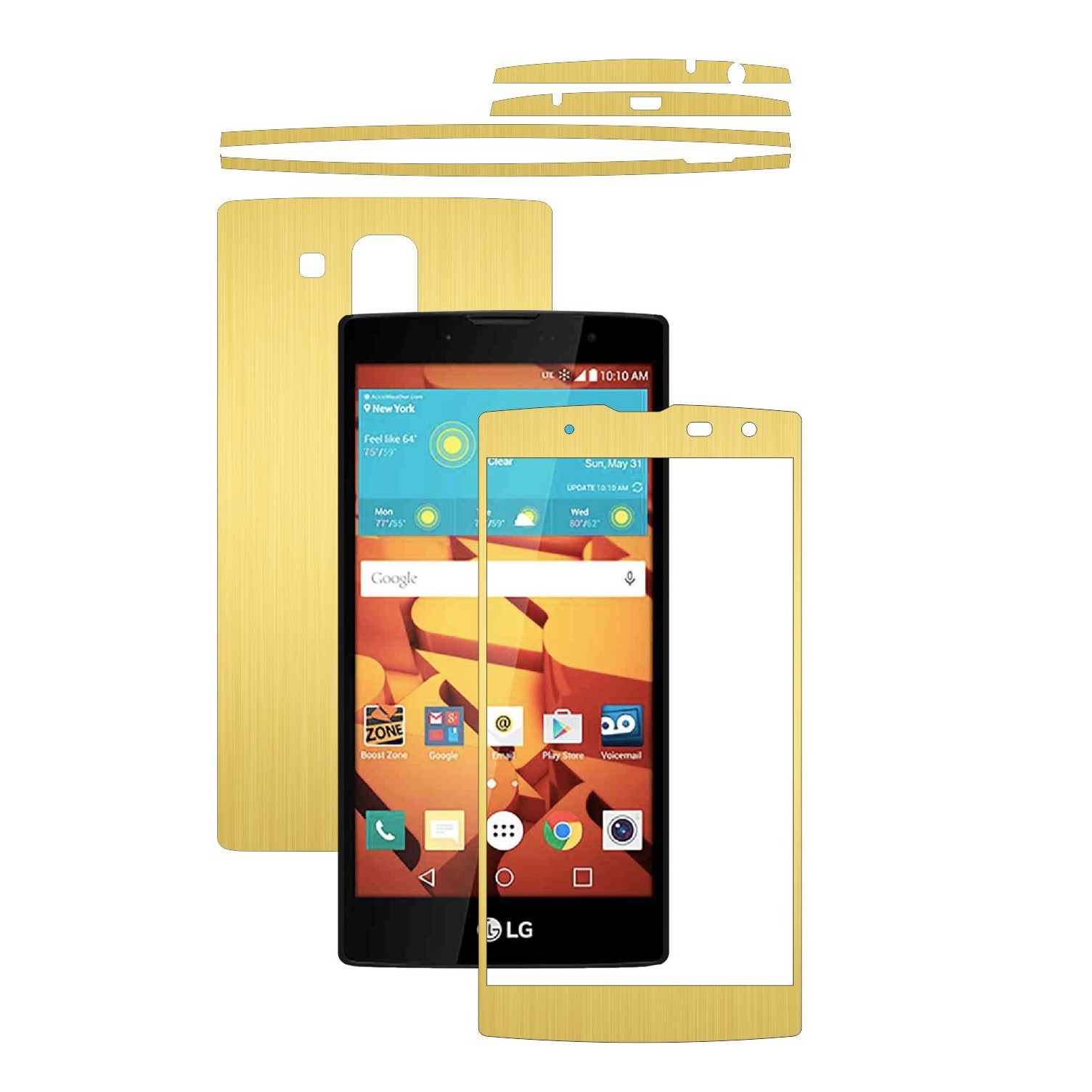 Folie de protectie Carbon Skinz, Husa de tip Skin Adeziv pentru Carcasa, Brushed Auriu dedicata LG G4c, LG G4 Mini