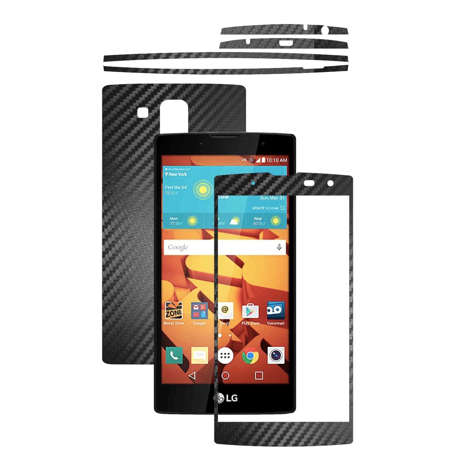 Folie de protectie Carbon Skinz, Husa de tip Skin Adeziv pentru Carcasa, Carbon Negru dedicata LG G4c, LG G4 Mini
