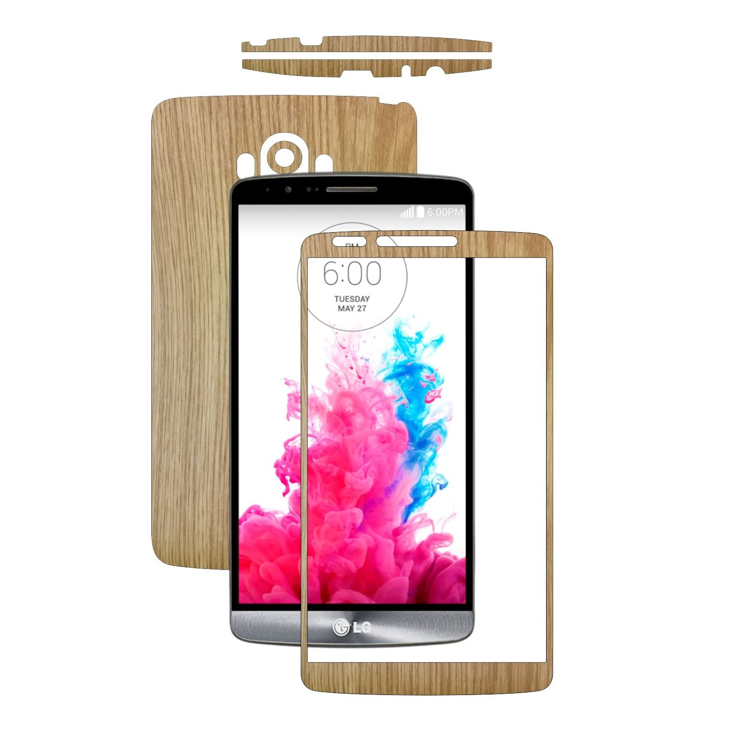 Folie de protectie Carbon Skinz, Husa de tip Skin Adeziv pentru Carcasa, Lemn Stejar dedicata LG G3