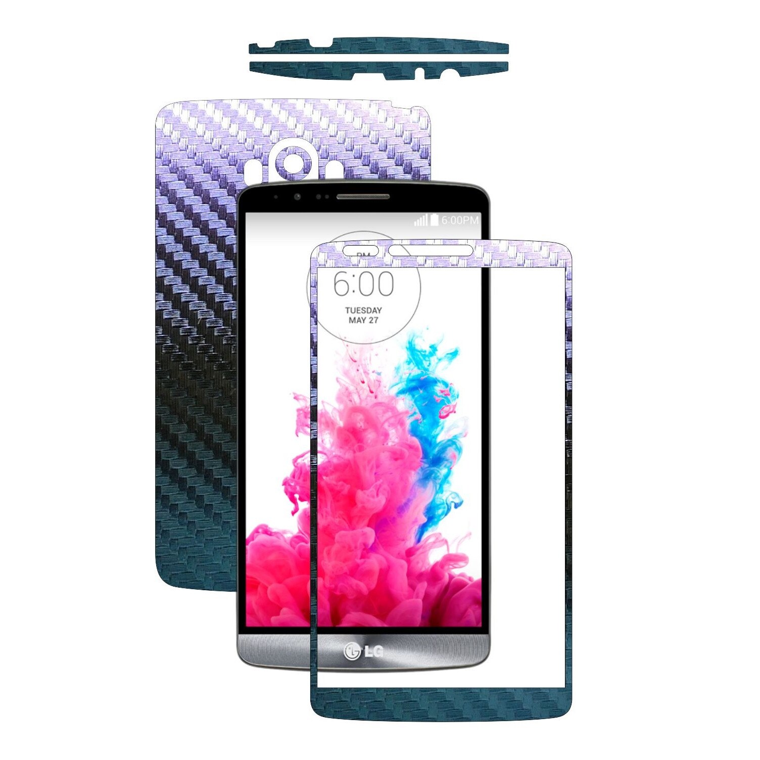 Folie de protectie Carbon Skinz, Husa de tip Skin Adeziv pentru Carcasa, Carbon Cameleon dedicata LG G3