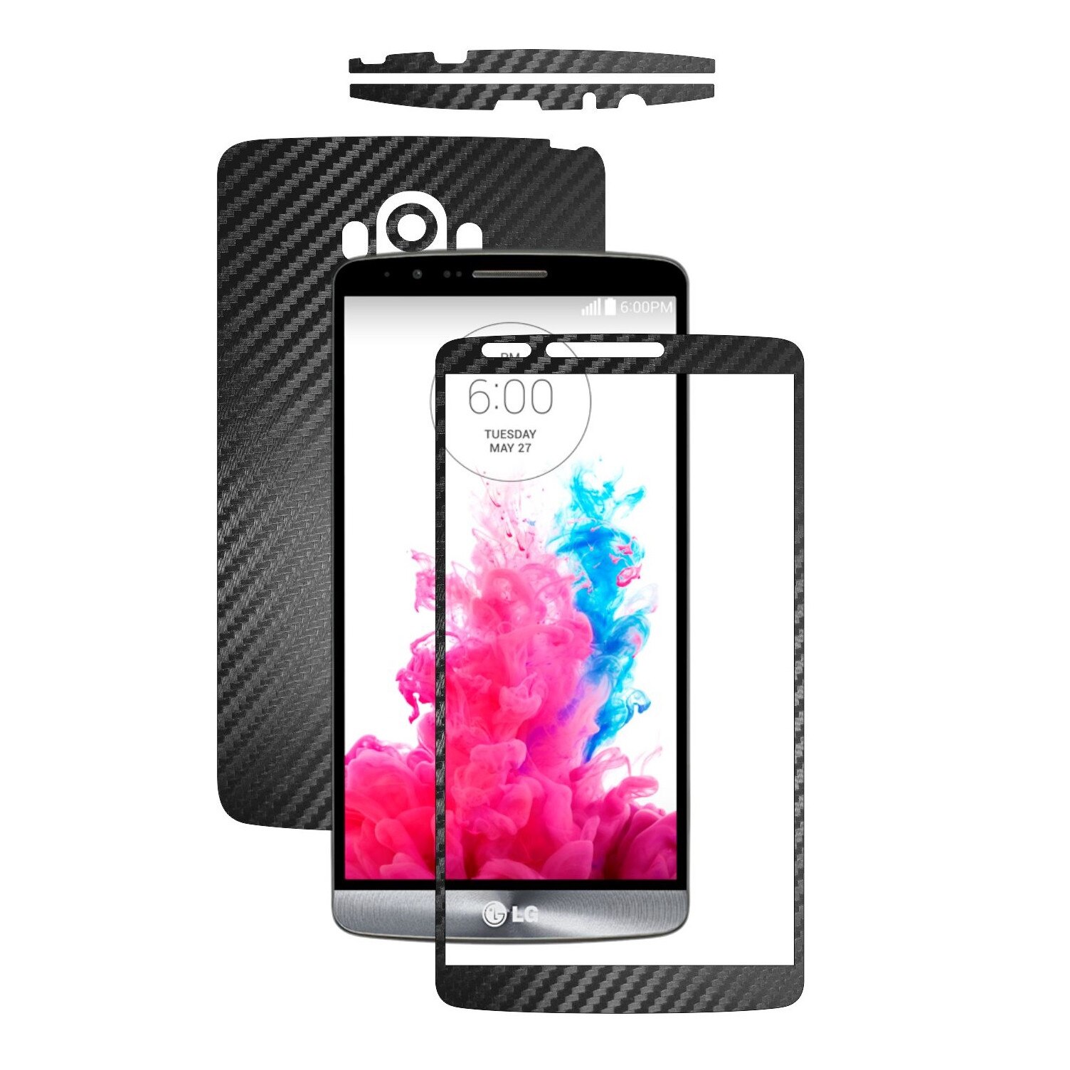 Folie de protectie Carbon Skinz, Husa de tip Skin Adeziv pentru Carcasa, Carbon Negru dedicata LG G3