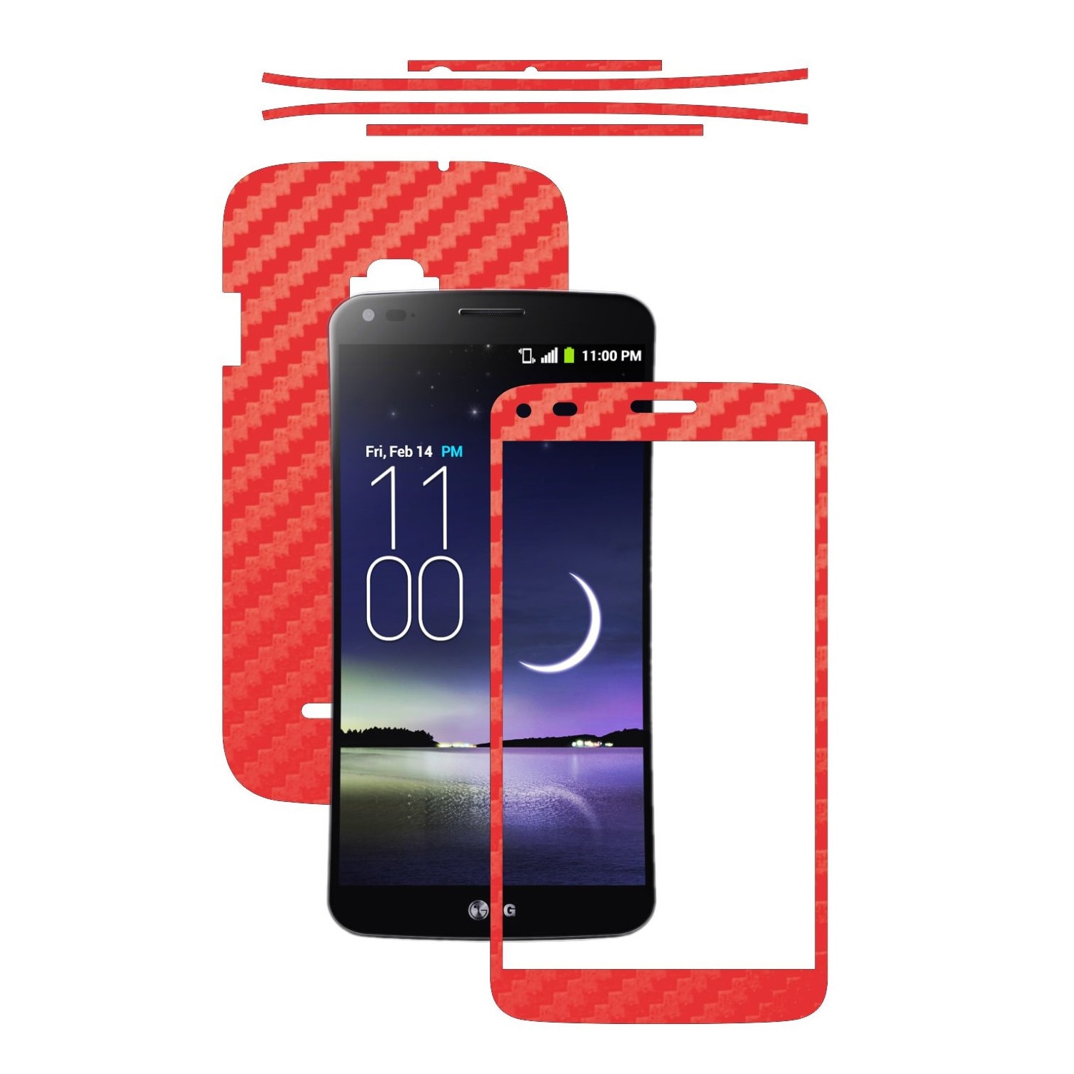 Folie de protectie Carbon Skinz, Husa de tip Skin Adeziv pentru Carcasa, Carbon Rosu dedicata LG G Flex