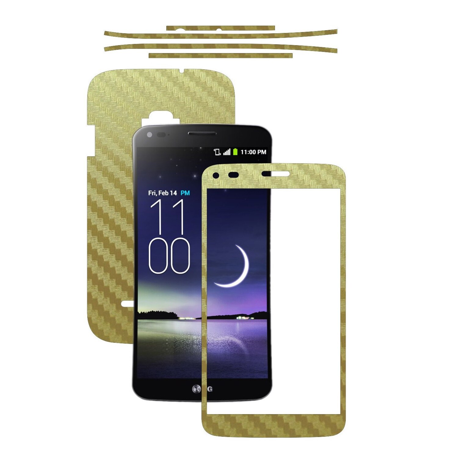 Folie de protectie Carbon Skinz, Husa de tip Skin Adeziv pentru Carcasa, Carbon Auriu dedicata LG G Flex