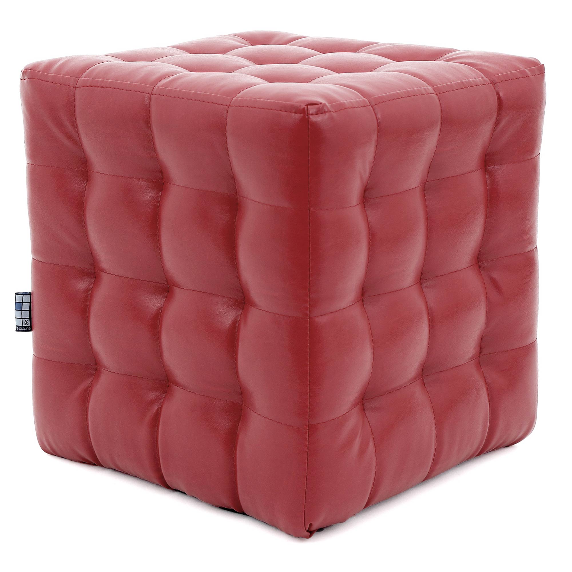 Taburet Bump, piele ecologica Rosu