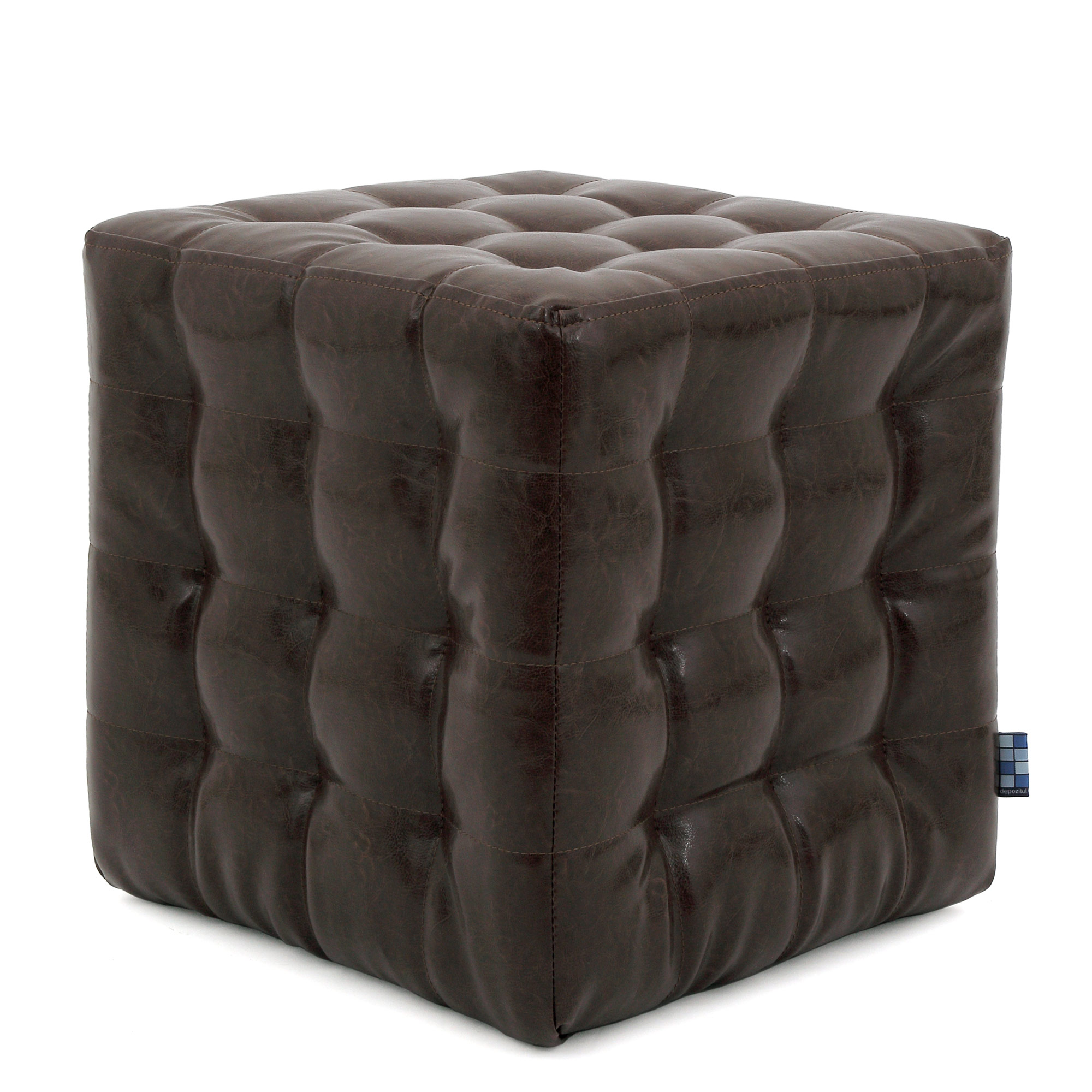 Taburet Bump, piele ecologica Maro