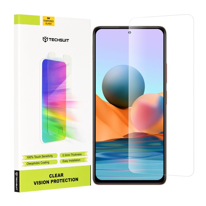 Fólia Xiaomi Redmi Note 10 Pro / Note 10 Pro Max készülékhez, Techsuit Clear Vision Glass, átlátszó