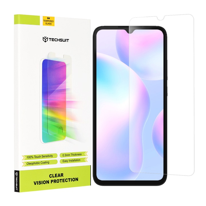 Стъклен Протектор за Xiaomi Redmi 9A / Redmi 9C / Redmi 9C NFC / Redmi 9AT / Redmi 10A - Techsuit Clear Vision - Прозрачен