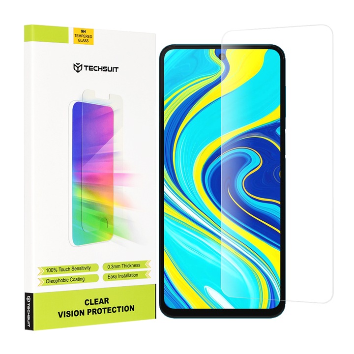 Стъклен Протектор за Xiaomi Redmi Note 9S / Note 9 Pro / Note 9 Pro Max - Techsuit Clear Vision - Прозрачен