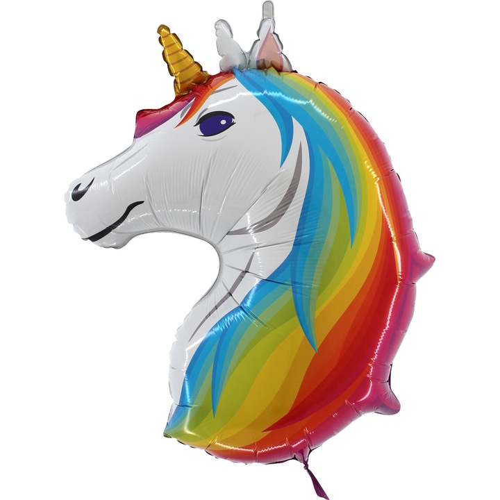 Baloane folie figurina, cap unicorn, 68cm x 82cm, multicolor