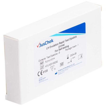 Test rapid de ovulatie - LH (urina), cu sensibilitate crescuta, dipstick, autotestare Juschek, DDS Diagnostic, 5 teste/kit