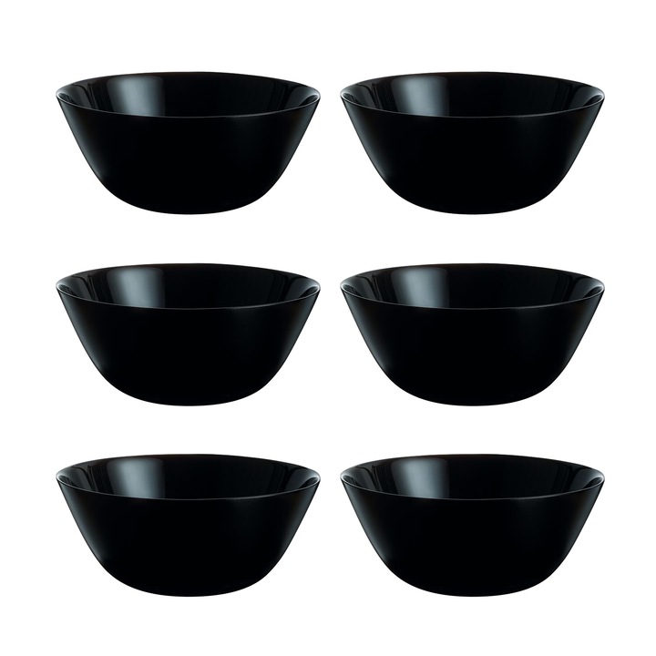 Set 6 boluri ISJ1410, Capacitate 1.16 l, 18x75 cm, Opal, Negru
