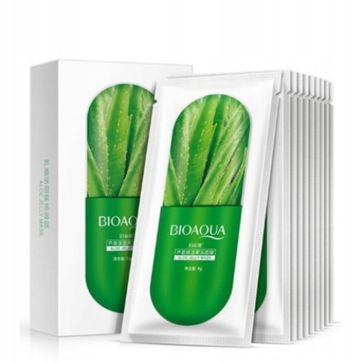 Set 10 masti de fata, Bioaqua, Aloe Vera\Glicerina - eMAG.ro