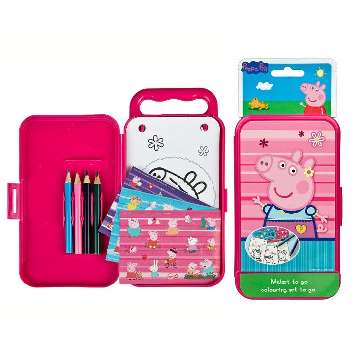 Mini set de colorat, Undercover, Peppa Pig, in carcasa, 3 ani+, Roz