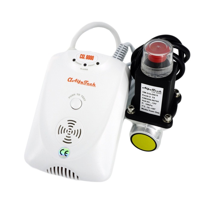 Detector cu Electrovalva 1/2 AlfaTech CSL 6000 Back-up battery Acumulator 9V