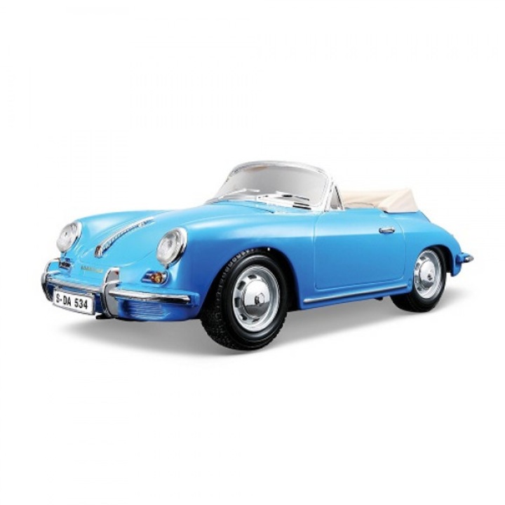 BBurago Porsche 356B Cabriolet 1961 autó minimodell, kék