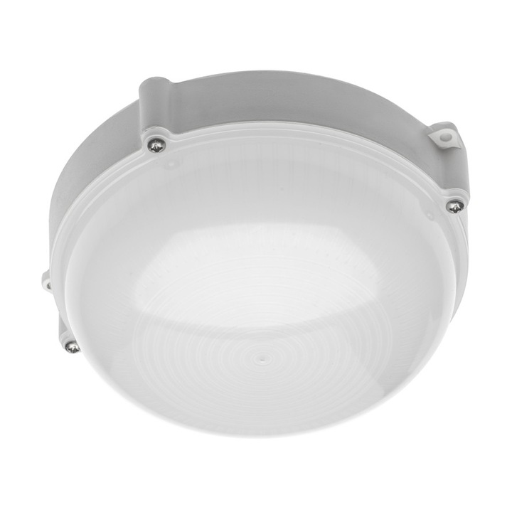 GTV Mennyezeti lámpa, 10W PC / PC 700lm, vízálló, LED-es, IP65, AC220-240V, kerek, fehér