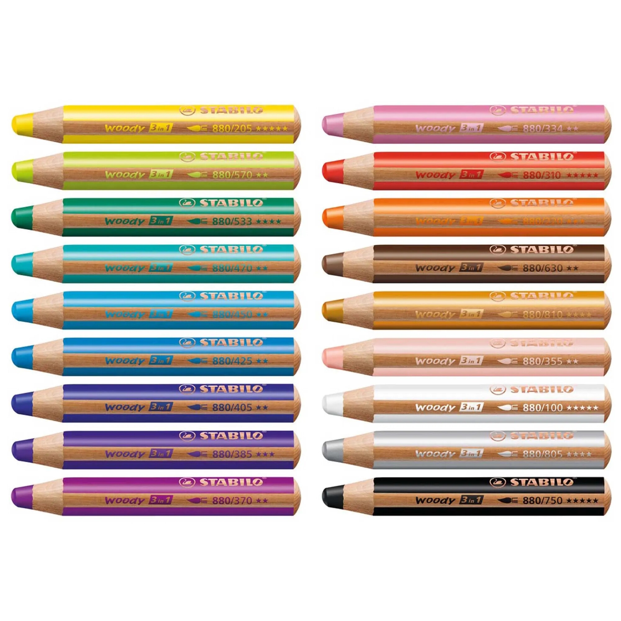 Set 10 creioane colorate Stabilo Woody 3in1, portofel carton si