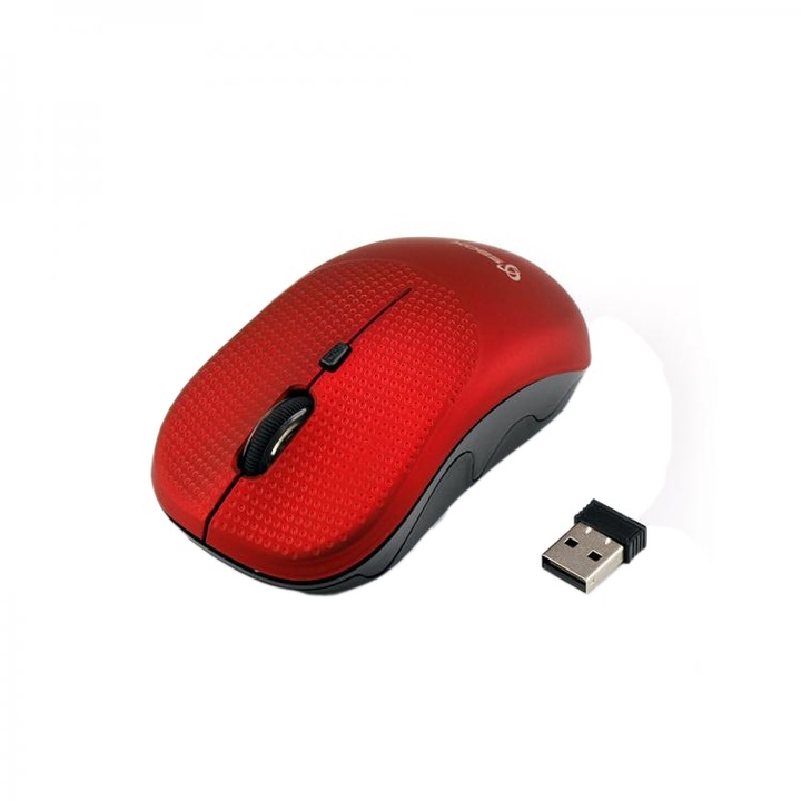 Безжична мишка Sbox WM-106, Амбидекстър, 1600DPI, 4D оптичен сензор, Nano 2.4Ghz ключ, 105 гр., Червен
