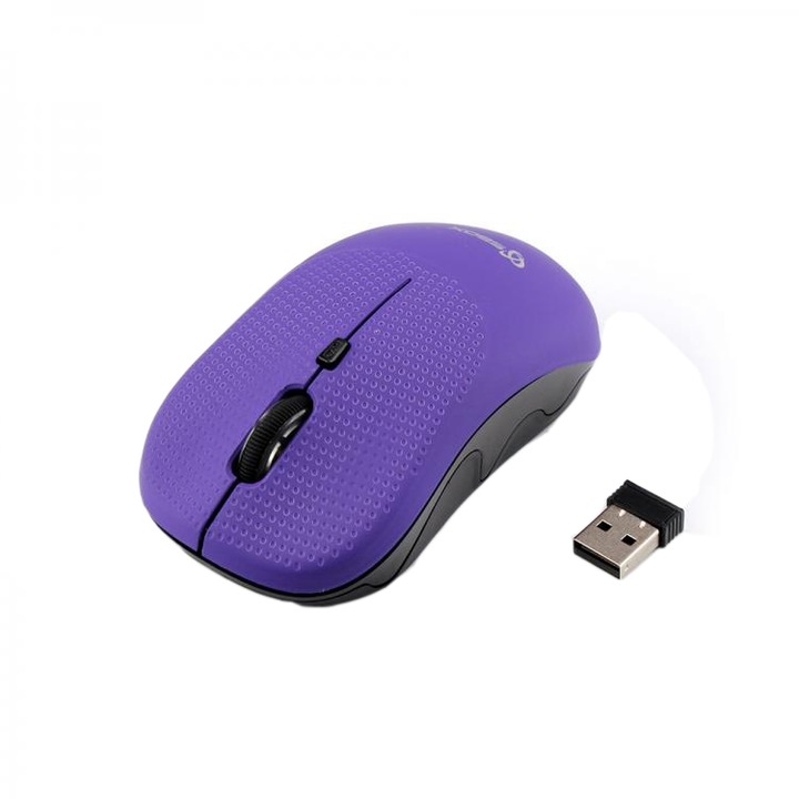 Безжична мишка Sbox WM-106, Амбидекстър, 1600DPI, 4D оптичен сензор, Dongle Nano 2.4Ghz., 105 гр., Лилав