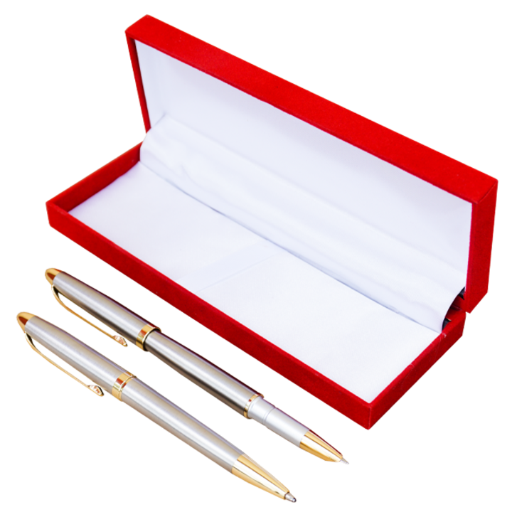 Set pix si stilou in cutie de catifea rosie Adison