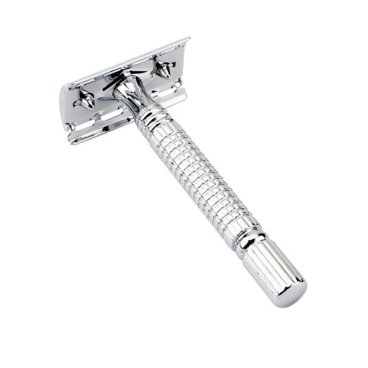 Класическа безопасна самобръсначка тип бръснач, неръждаема стомана, защитен калъф, включен резервен комплект ножчета, SUPER TRENDS®