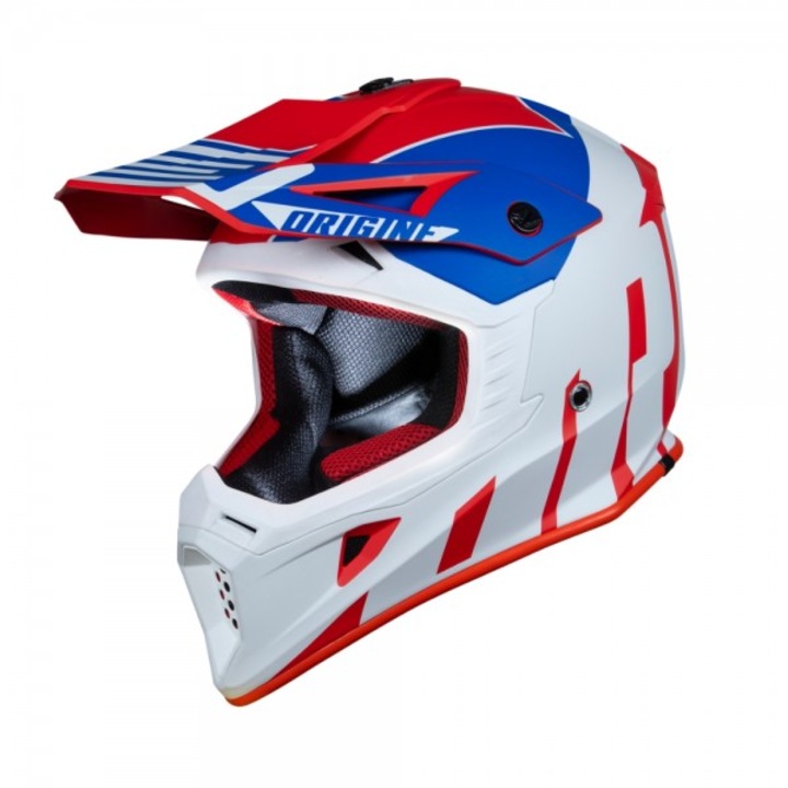 Casca motocross Origine Hero Thunder, culoare albastru/alb/rosu, marime XL