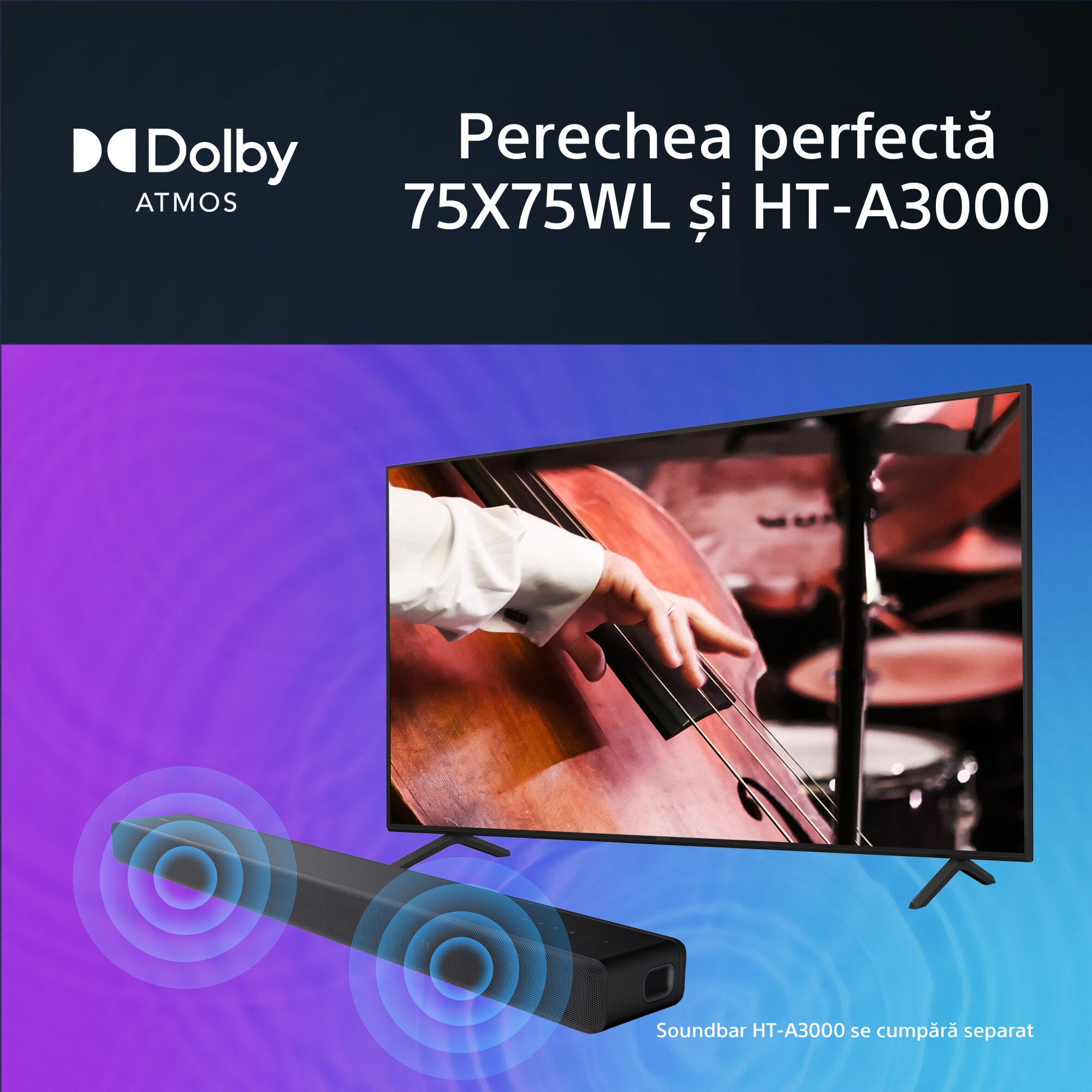 Televizor Sony BRAVIA LED 75X75WL, 189 cm, Smart Google TV, 4K Ultra HD, Clasa F