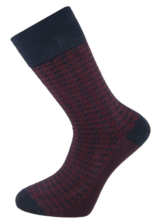 Sosete barbati din fibre de bambus, Newtone, B12, Fara cusatura cu corespun elastan, albastru marin si bordo, cu motive geometrice, 41-44 EU