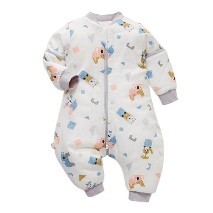 OEM Hálózsák lábakkal, tavaszi-őszi, 80 cm, gyerekeknek, 1-2 éves korig, fehér állatokkal