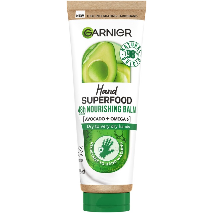 Балсам за ръце Garnier Body Superfood Avocado + Omega 6, 75 мл