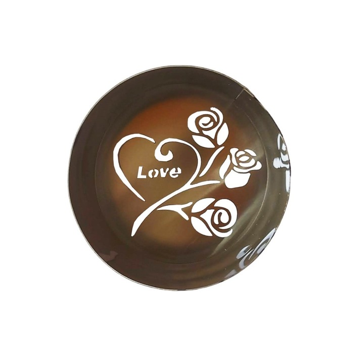 Форма за торта, Кръгла с шаблон за декориране, Рози с надпис Love, 7,5 см, 416COF