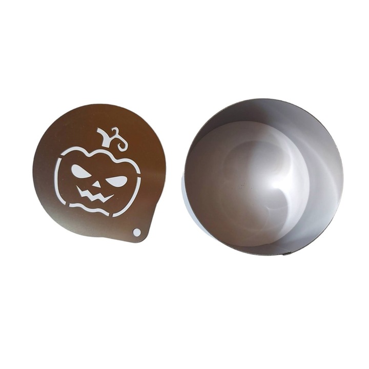 Forma pentru prajituri, Rotund cu sablon de ornat, Model dovleac de halloween, 7.5 cm, 419COF
