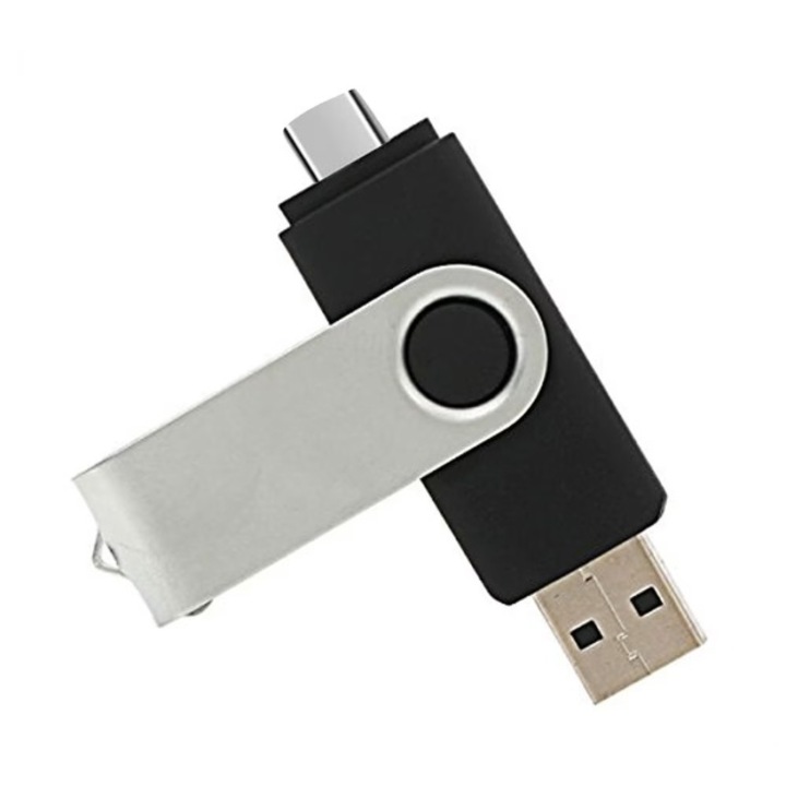 Stick Memorie EDAR, 8 GB, 2 IN 1, cu USB 3.0 si Type-C, Compatibilitate OTG, High Speed, Gri/Negru