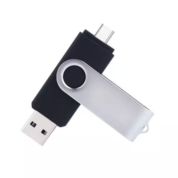 Stick Memorie EDAR, 64 GB, 2 IN 1, USB 3.0, Type-C, Waterproof, Type C, High Speed, Gri/Negru