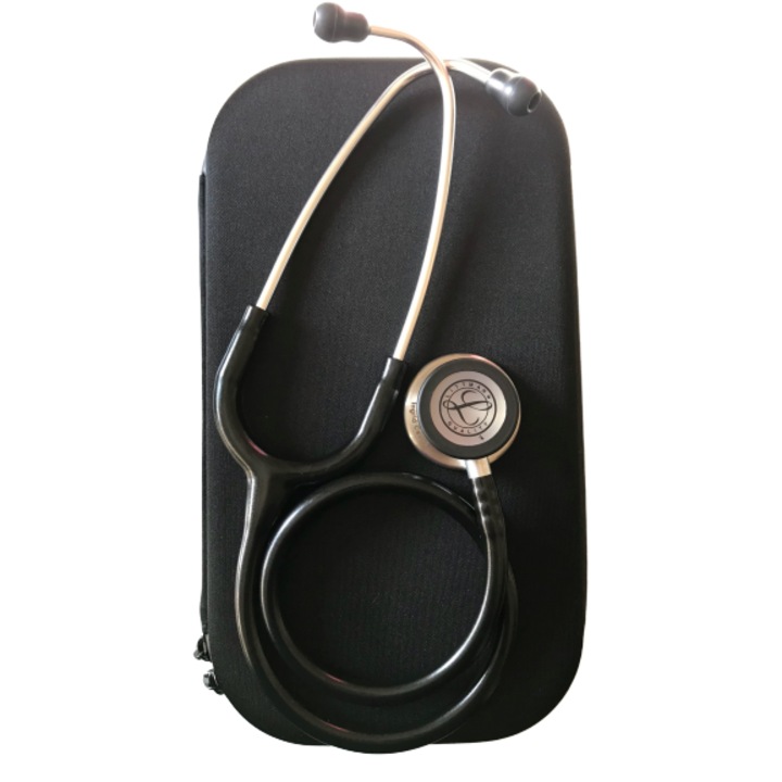 Pachet Student - Stetoscop 3m Littmann Classic Iii Negru 5620 si Borseta Negru Carbon