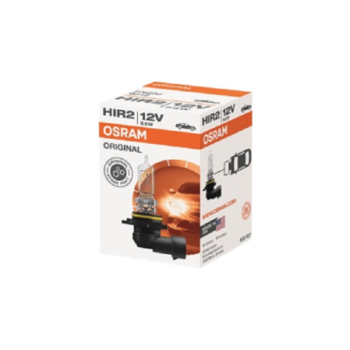 Bec Auto OSRAM, 12V, HIR2, 55 W, Conector PX22d, Pentru Far, Faza Lunga, Original