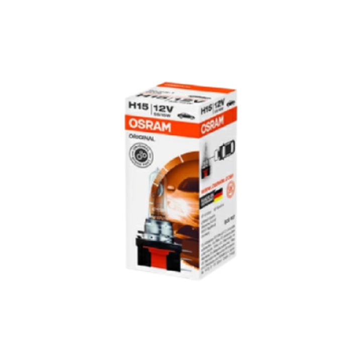 Автомобилна крушка OSRAM, 12V, H15, 55/15 W, конектор PGJ23T-1, за фарове, дълги светлини, оригинални