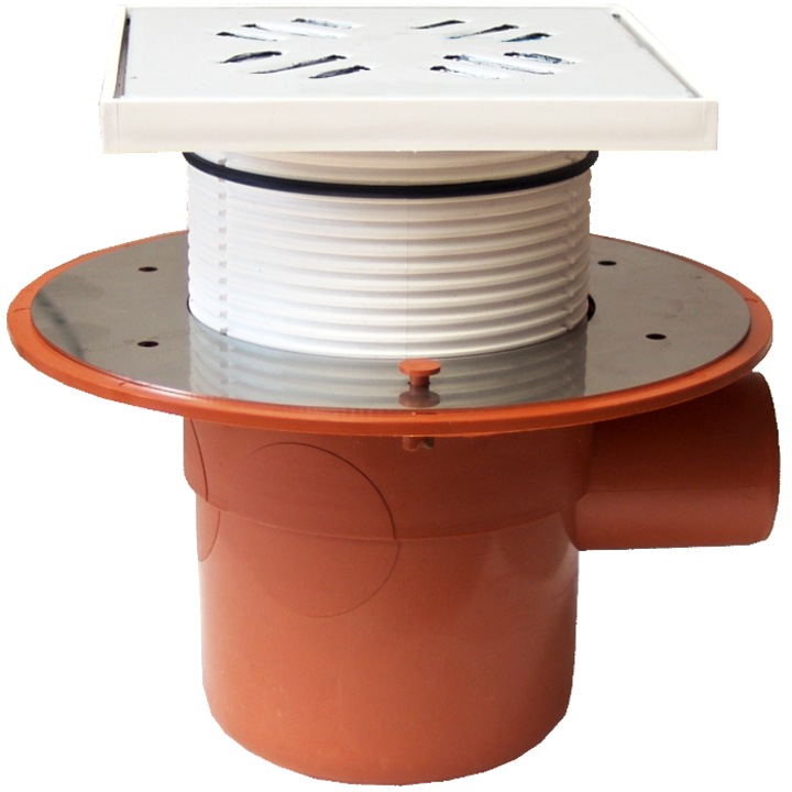 Sifon Pardoseala Patrat cu Inaltator Izolabil Sita, 170/200 x 50 mm