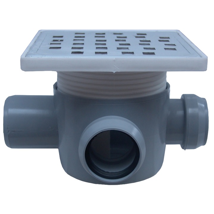 Sifon Pardoseala Patrat cu Inaltator Sita, 2 Intrari 90/180 grade Dreapta, 95/125 x 50 x 40 mm