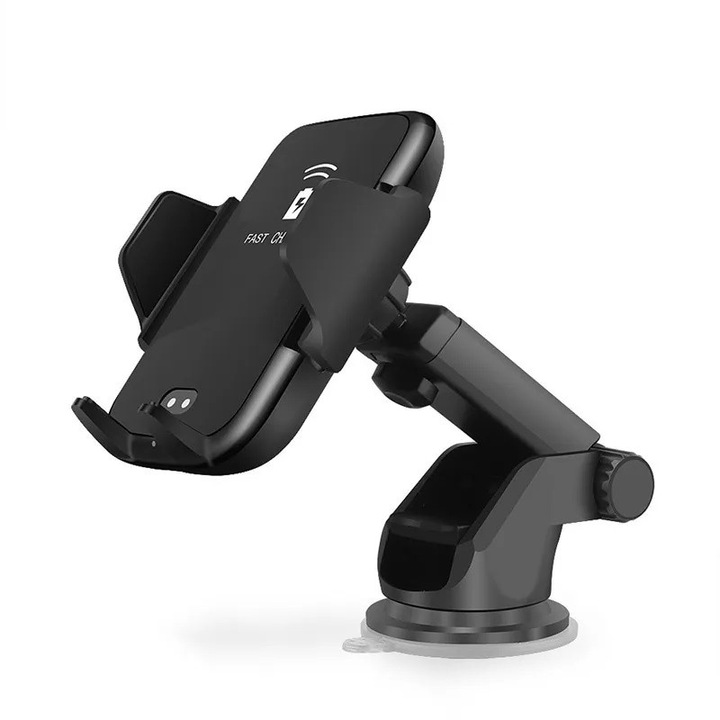 Suport auto grila ventilatie si ventuza, motorizat, 10W cu incarcare wireless Qi Standard Fast Charge Type-C - CWCPH-D1
